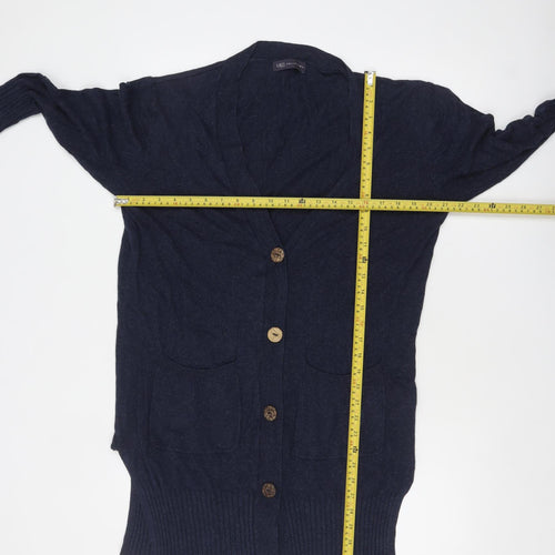Marks and Spencer Women's Navy Blue Longline V-Neck Cardigan Size L