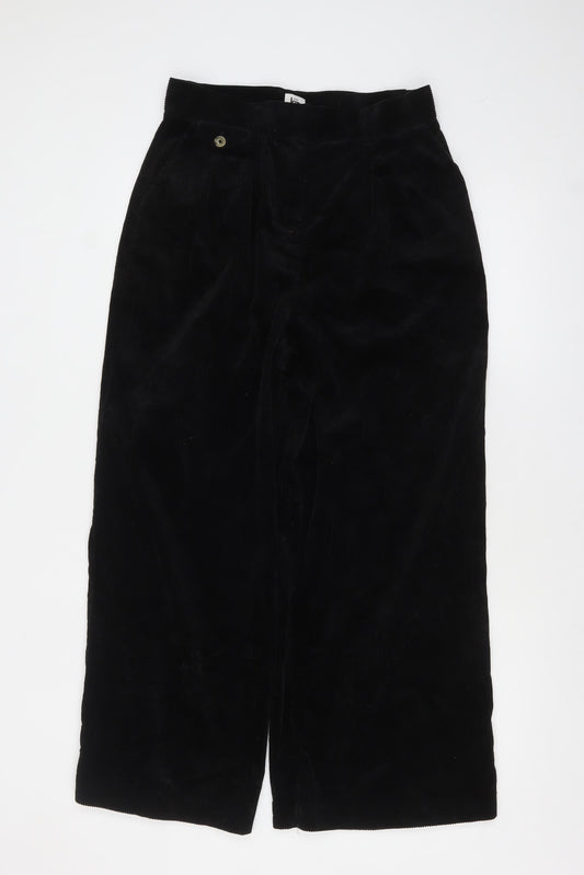 Kin Womens Black Corduroy Wide-Leg High Rise Trousers Size 10
