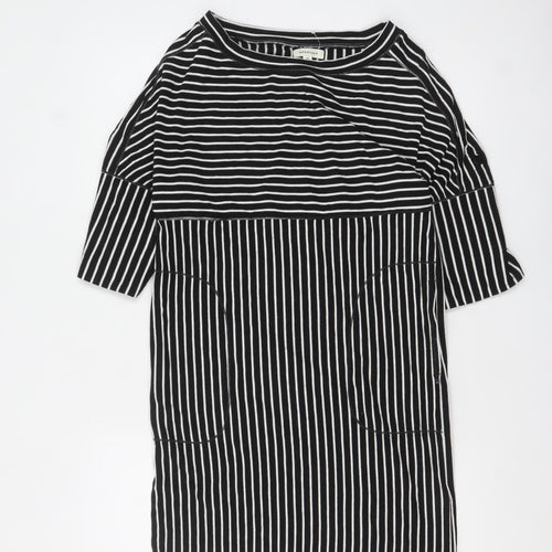 Max Studio Women Black Striped Shift Dress XS Classic Jersey