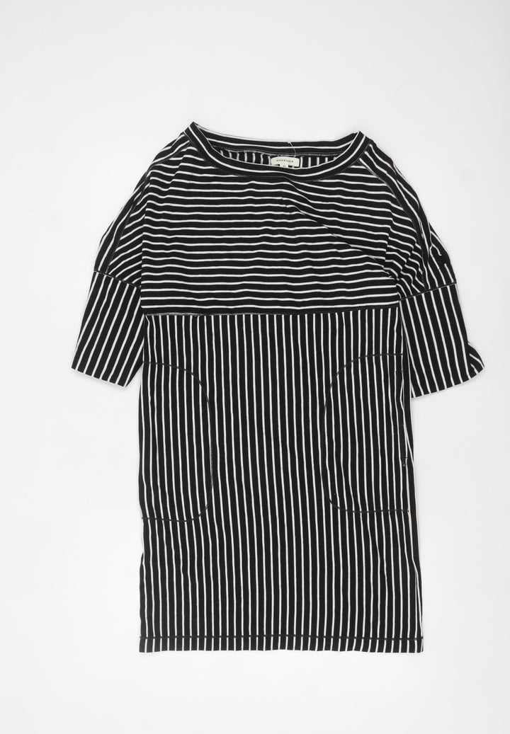 Max Studio Women Black Striped Shift Dress XS Classic Jersey