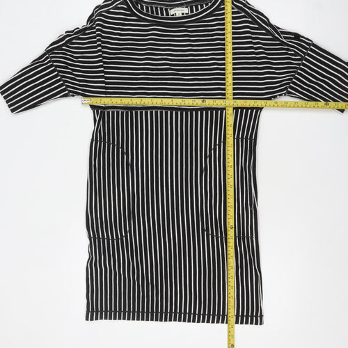 Max Studio Women Black Striped Shift Dress XS Classic Jersey