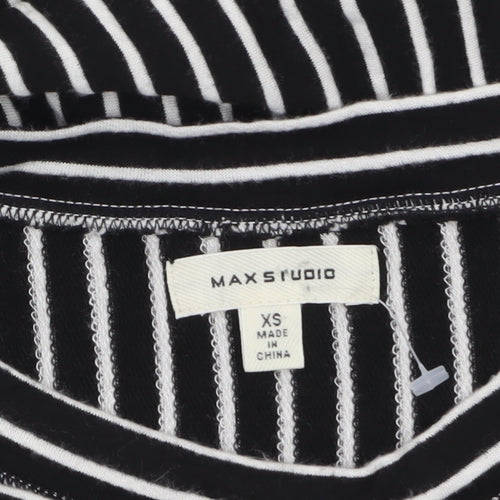 Max Studio Women Black Striped Shift Dress XS Classic Jersey
