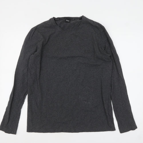 Hugo Boss Men’s Grey Long Sleeve Cotton Crew Neck Top Size M