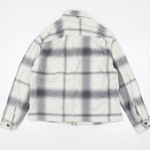 Abercrombie & Fitch Men's Grey Check Flannel Relaxed Shirt Jacket M