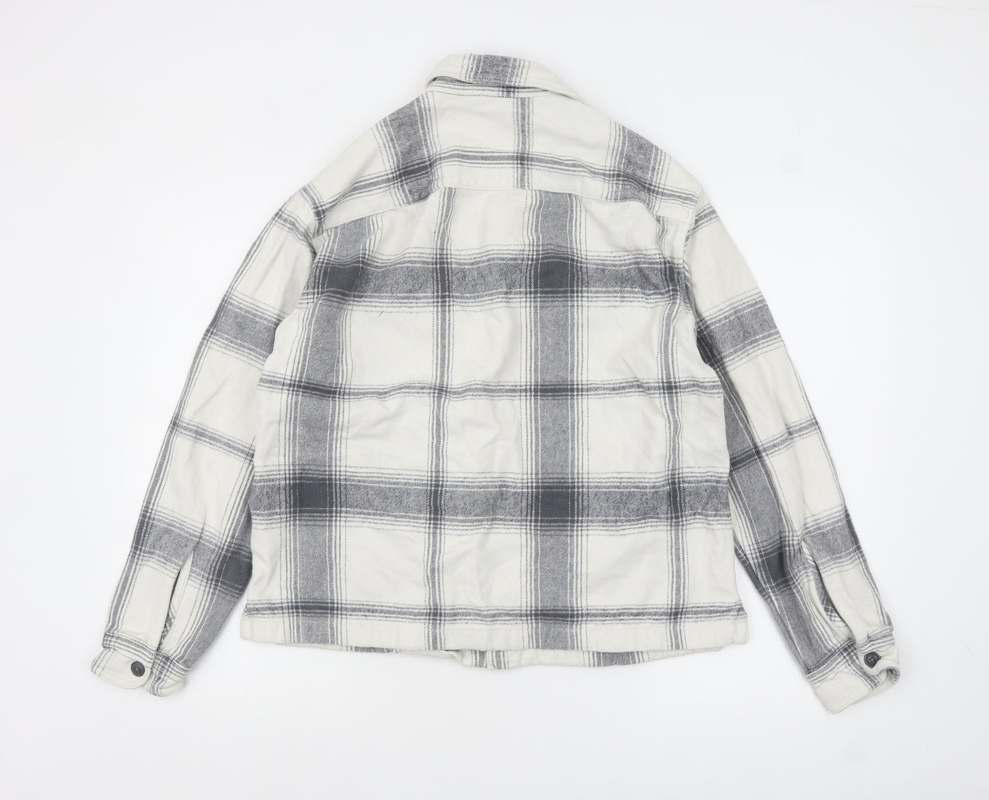 Abercrombie & Fitch Men's Grey Check Flannel Relaxed Shirt Jacket M