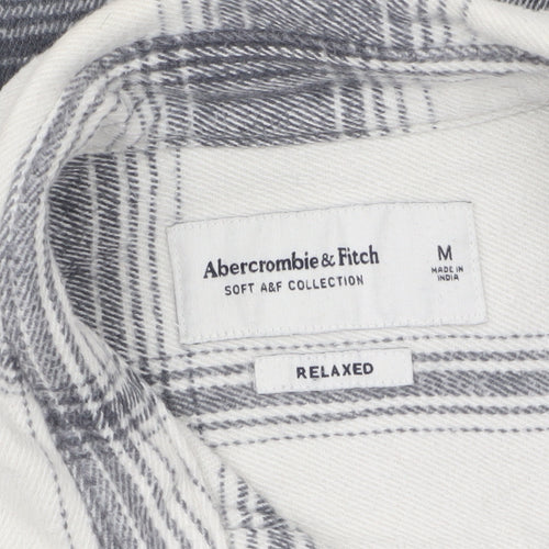 Abercrombie & Fitch Men's Grey Check Flannel Relaxed Shirt Jacket M
