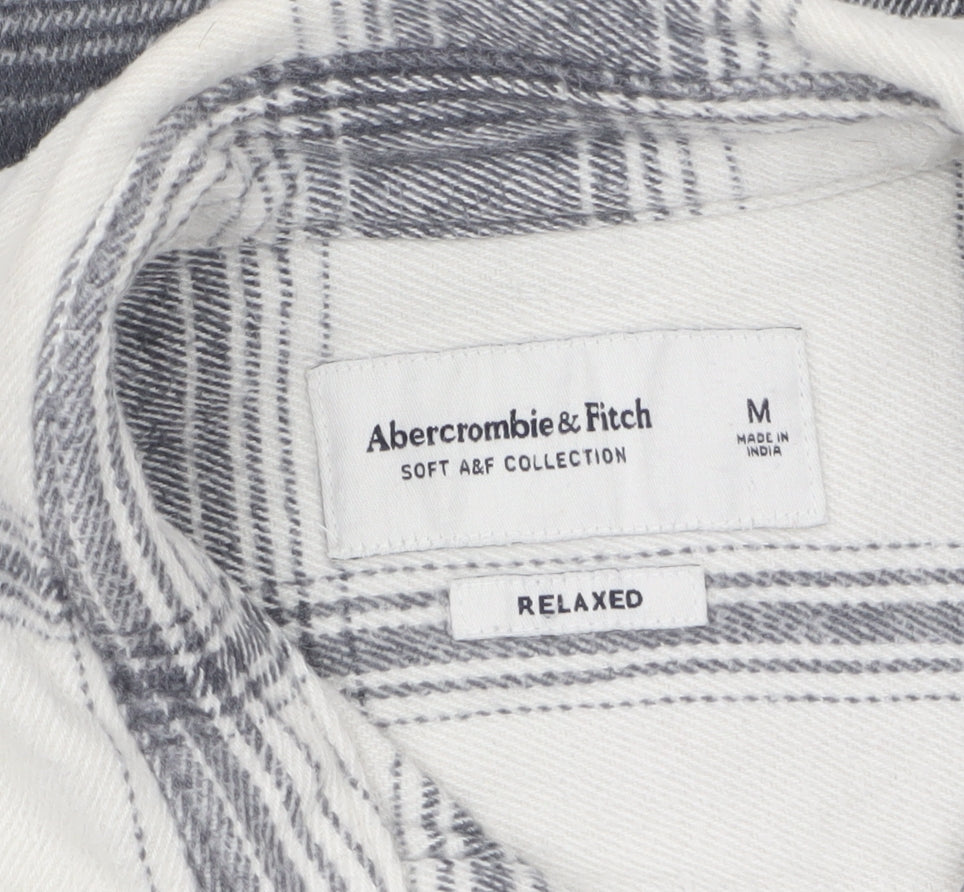 Abercrombie & Fitch Men's Grey Check Flannel Relaxed Shirt Jacket M