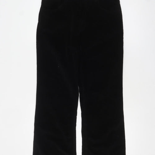 Zara Women Black Velvet Straight Leg Trousers Size 14