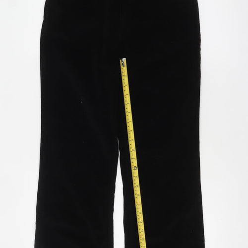 Zara Women Black Velvet Straight Leg Trousers Size 14