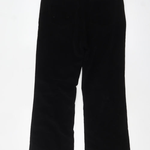 Zara Women Black Velvet Straight Leg Trousers Size 14