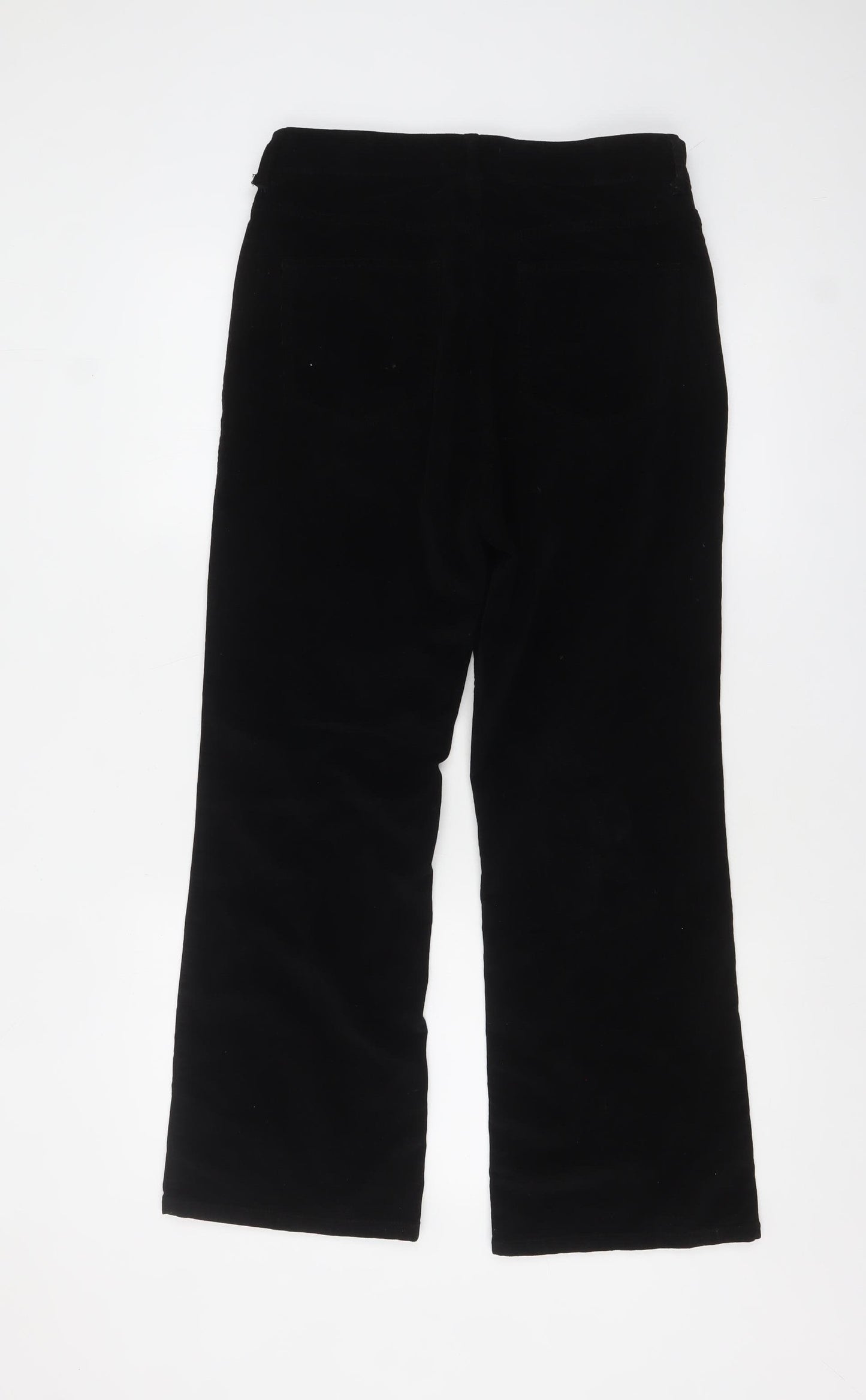 Zara Women Black Velvet Straight Leg Trousers Size 14