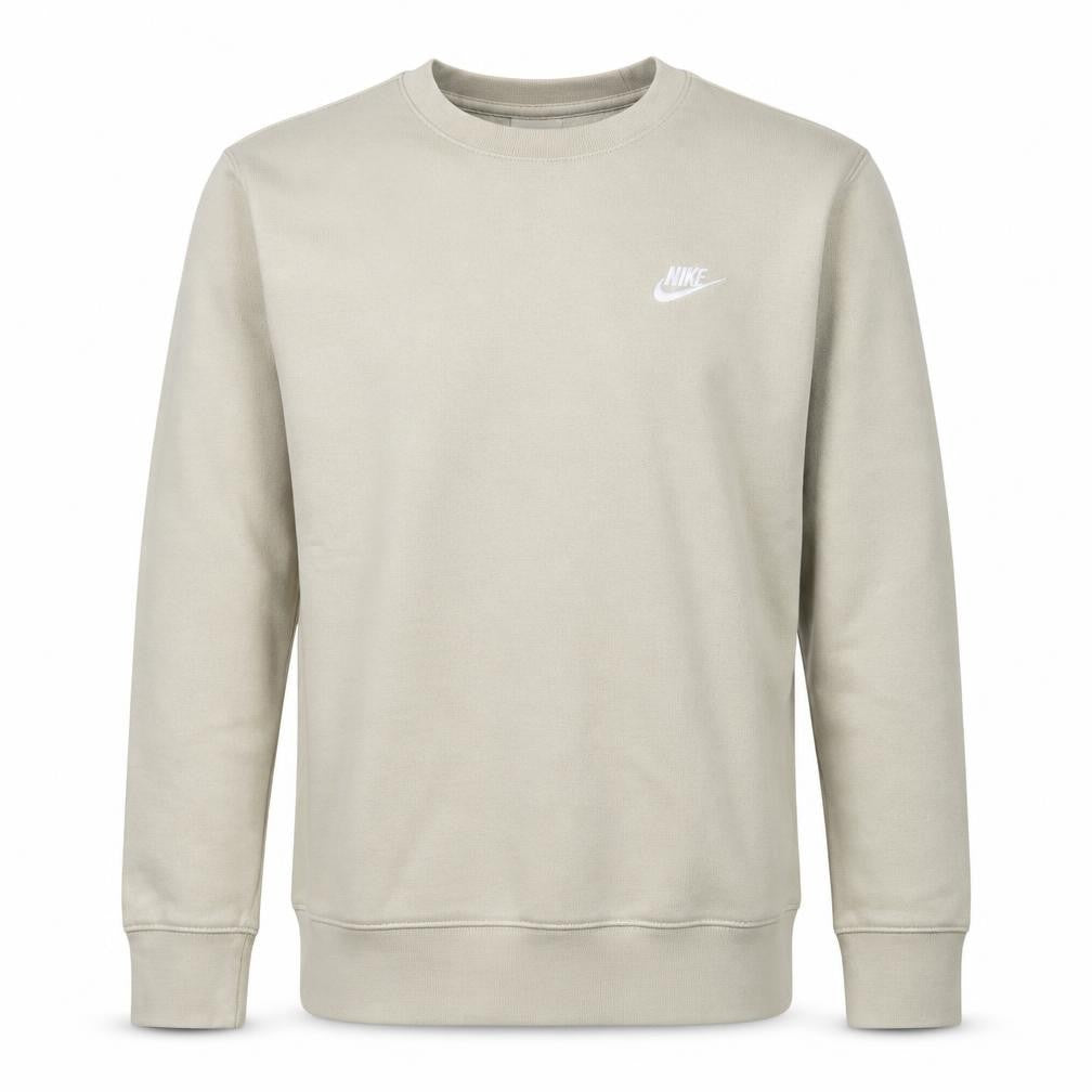 Front view of Nike Men's Beige XS Pullover Crew Neck Sweatshirt