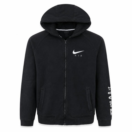 Front view of Nike Men's Black Air Full Zip Hoodie L Sportswear