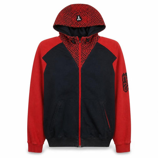 Front view of Nike Men's Red & Black Full Zip Hoodie, size M, Sportswear