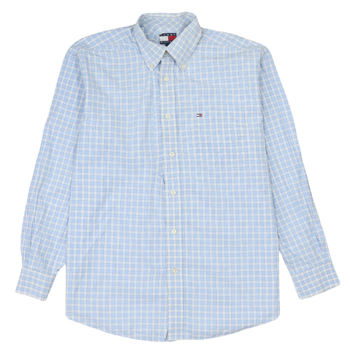 Tommy Hilfiger Men's Blue Check Button-Down Cotton Shirt M