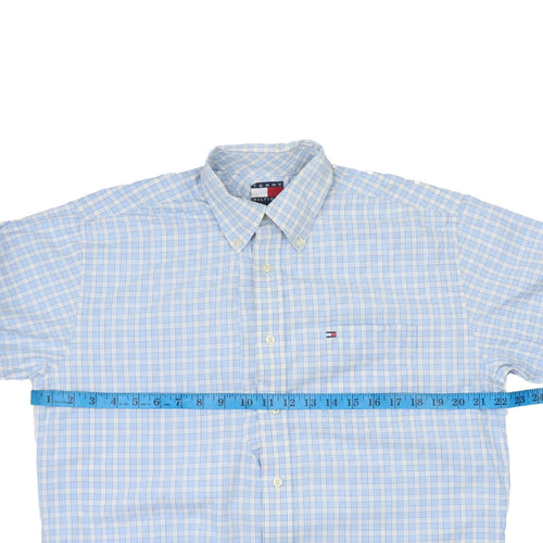 Tommy Hilfiger Men's Blue Check Button-Down Cotton Shirt M