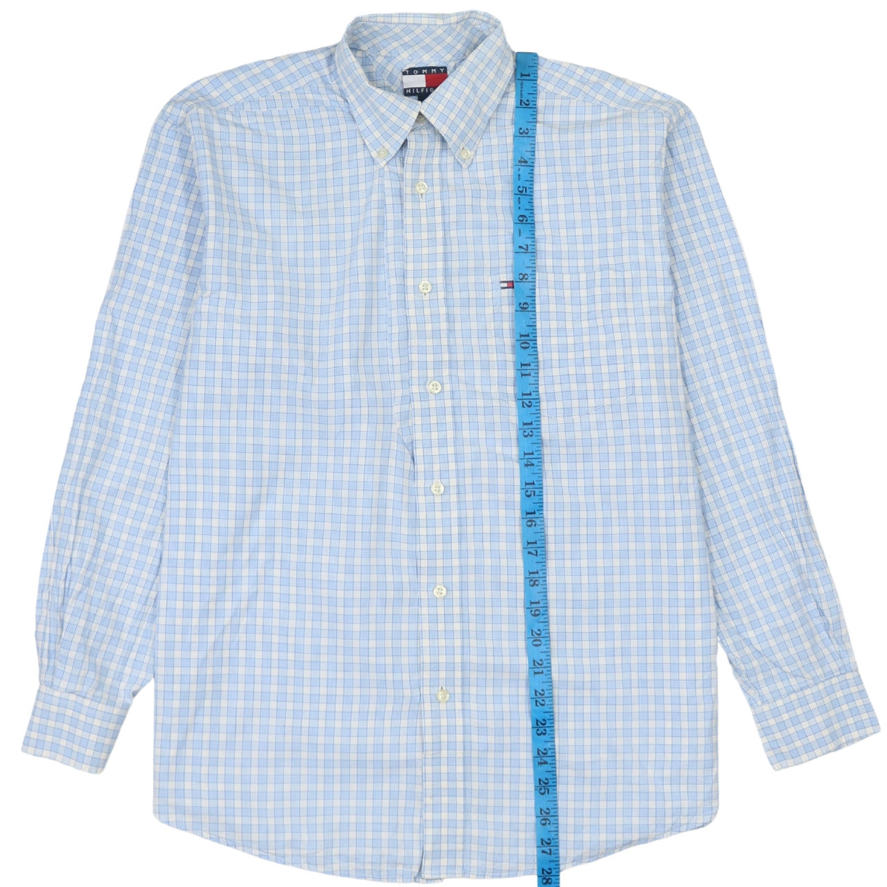 Tommy Hilfiger Men's Blue Check Button-Down Cotton Shirt M