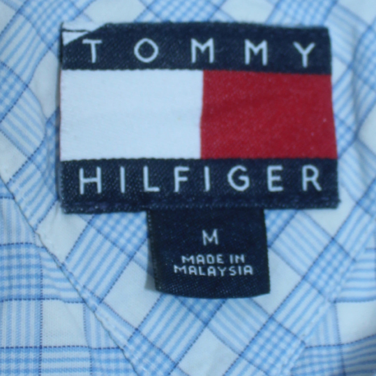 Tommy Hilfiger Men's Blue Check Button-Down Cotton Shirt M