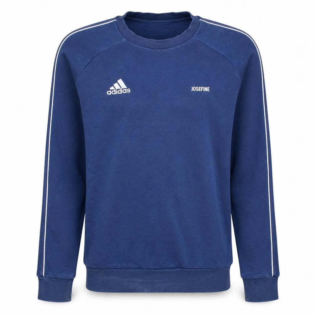 Front view of Adidas Men's Blue Crew Neck Sports Sweatshirt, size S