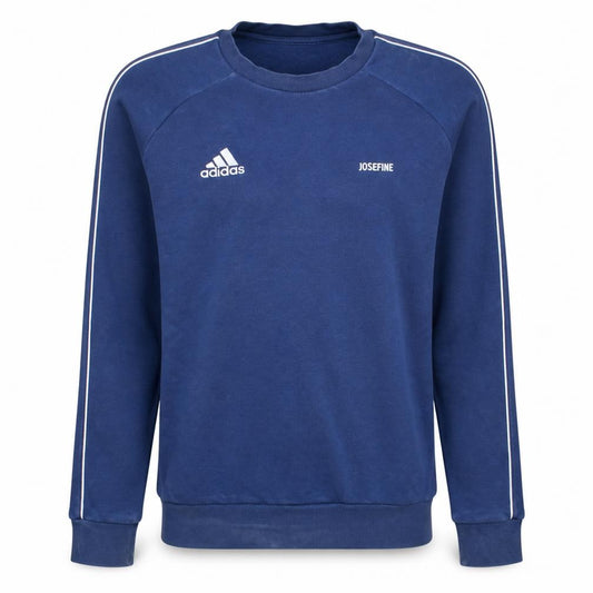 Front view of Adidas Men's Blue Crew Neck Sports Sweatshirt, size S