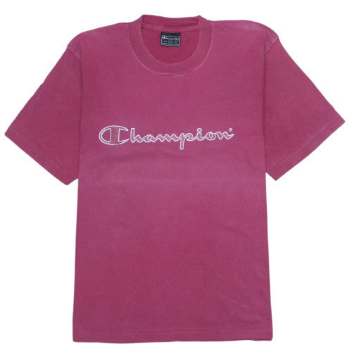 Champion Men Pink Small Crew Neck Sports Cotton T-Shirt