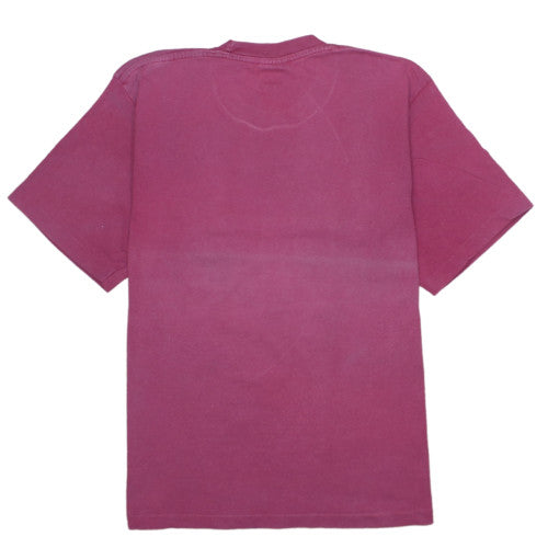 Champion Men Pink Small Crew Neck Sports Cotton T-Shirt