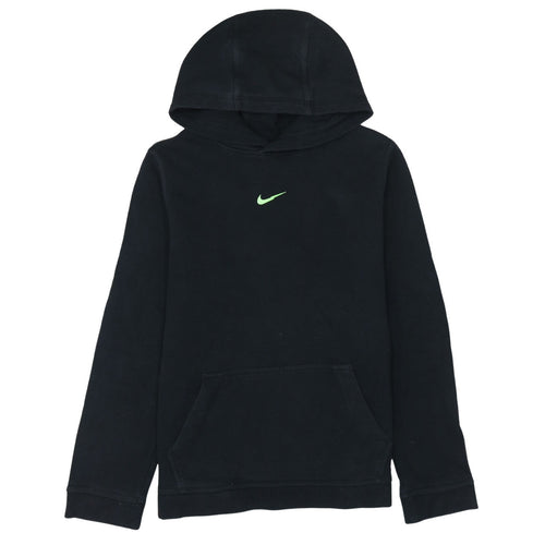 Nike Boys Black XL Pullover Fleece Hoodie with Green Logo