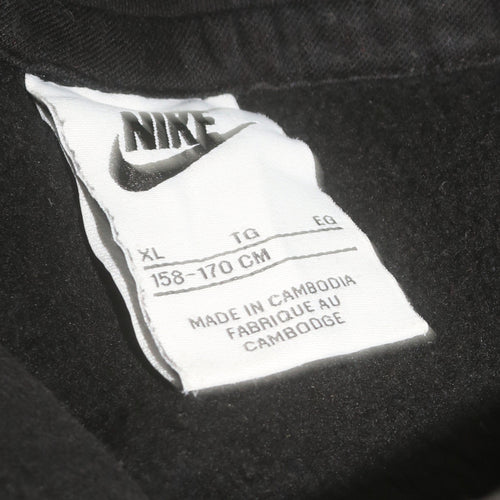 Nike Boys Black XL Pullover Fleece Hoodie with Green Logo