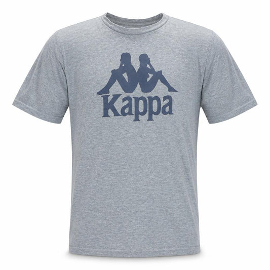 Front view of Kappa Men's Grey Small Crew Neck Cotton Sports T-Shirt