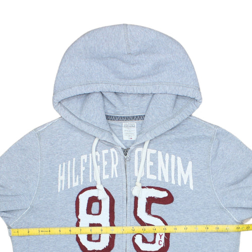 Tommy Hilfiger Men Grey Full Zip Logo Hoodie Size M