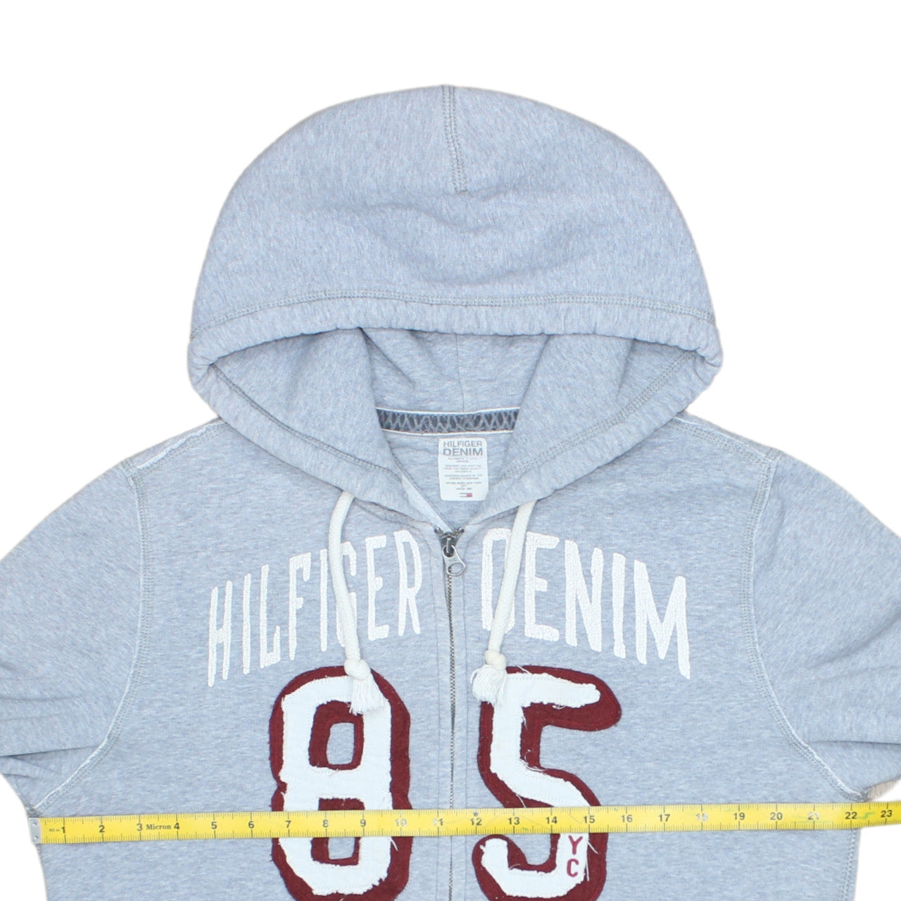 Tommy Hilfiger Men Grey Full Zip Logo Hoodie Size M