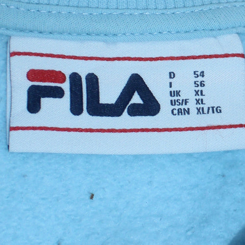 Fila Men's Blue XL Pullover Sweatshirt Crew Neck Logo Cotton Blend