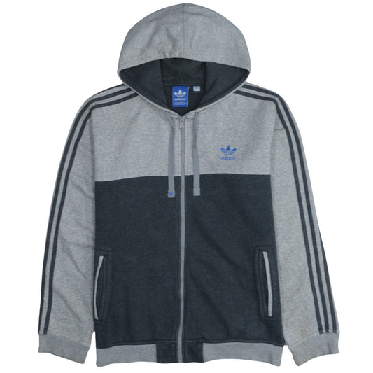 Adidas Mens Grey Full Zip Hoodie Size L Regular Fit Sportswear