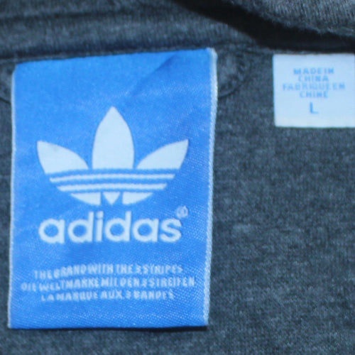 Adidas Mens Grey Full Zip Hoodie Size L Regular Fit Sportswear