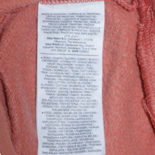 Nike Men's Orange Pullover Hoodie Medium Fleece Casual Sweatshirt