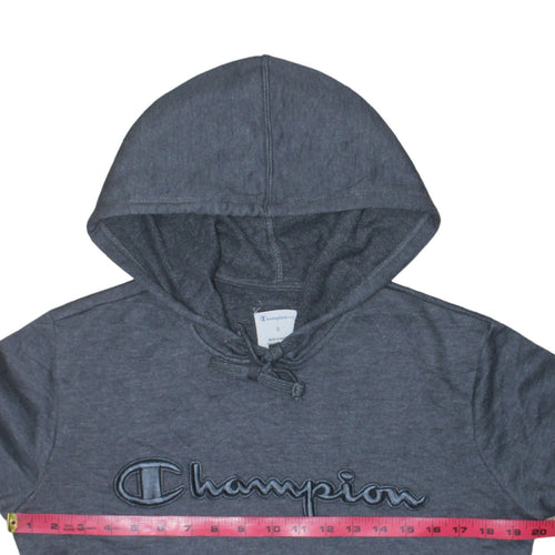 Champion Men's Grey Pullover Hoodie Small Embroidered Logo