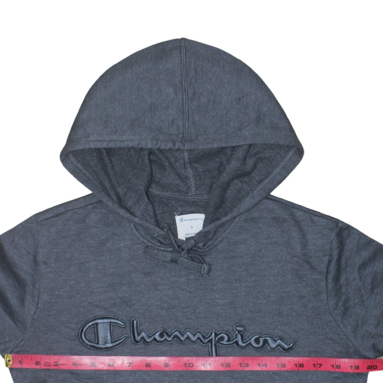 Champion Men's Grey Pullover Hoodie Small Embroidered Logo