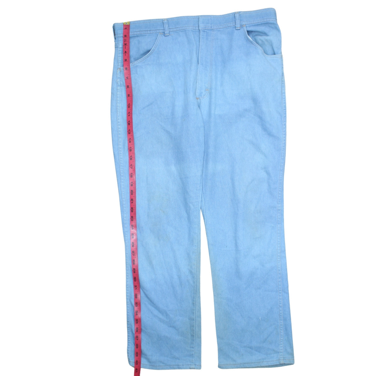 Wrangler Men's Blue Straight Denim Jeans 40W 30L Light Wash