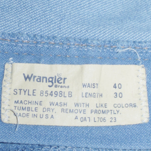 Wrangler Men's Blue Straight Denim Jeans 40W 30L Light Wash