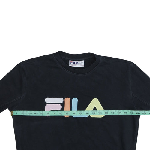 FILA Women Black Crew Neck Logo Sweatshirt Size S