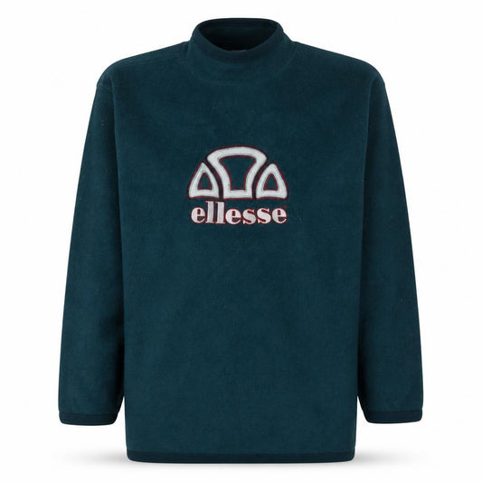 Front view of Ellesse Men's Blue Fleece Pullover Sweatshirt M Retro Logo Style
