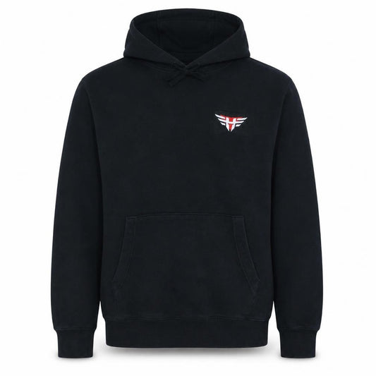 Front view of Nike Men's Black Pullover Hoodie Medium Fleece Sweatshirt