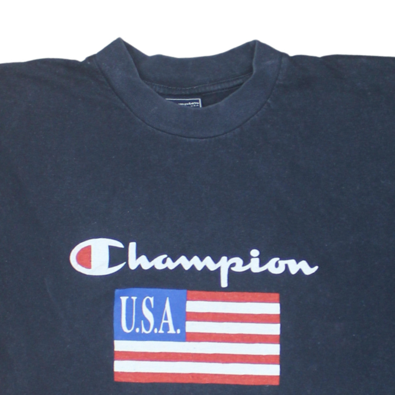 Champion Men's Black USA Logo Graphic T-Shirt XL Vintage Style