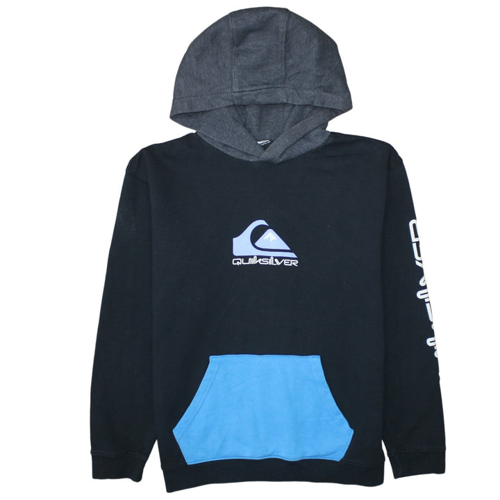 Quiksilver Boys Black Pullover Hoodie 16 Years Graphic Print Fleece Sweatshirt