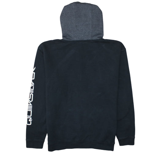 Quiksilver Boys Black Pullover Hoodie 16 Years Graphic Print Fleece Sweatshirt