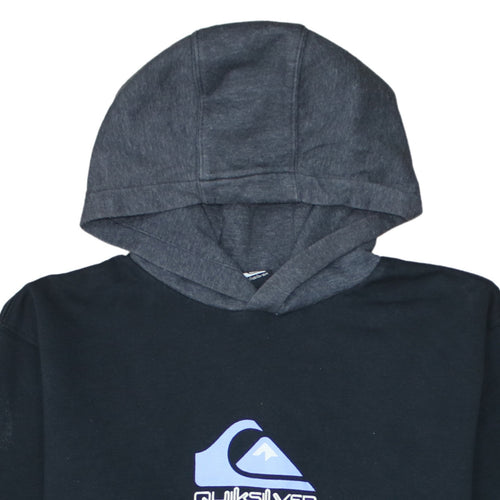Quiksilver Boys Black Pullover Hoodie 16 Years Graphic Print Fleece Sweatshirt