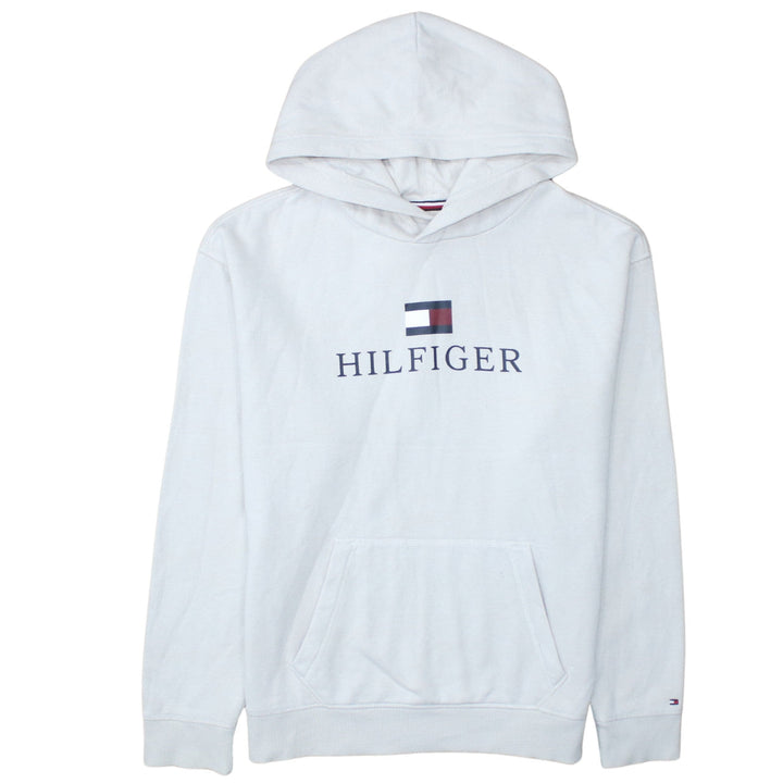 Tommy Hilfiger Boys White Pullover Hoodie 176 Logo Graphic Sweatshirt