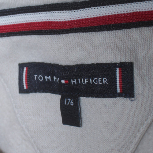 Tommy Hilfiger Boys White Pullover Hoodie 176 Logo Graphic Sweatshirt