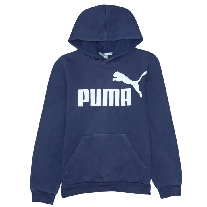 Puma Boys Blue Pullover Hoodie 14-15 Years Logo Fleece Sweatshirt