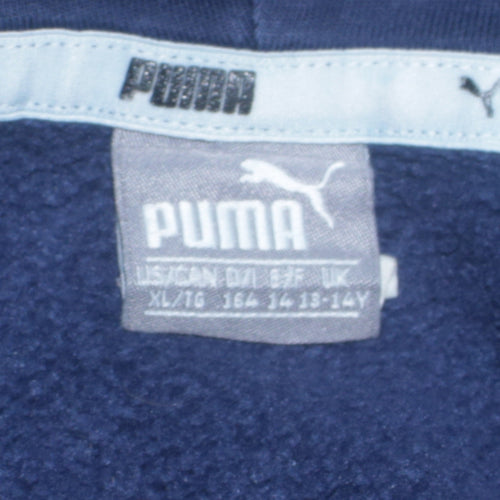 Puma Boys Blue Pullover Hoodie 14-15 Years Logo Fleece Sweatshirt